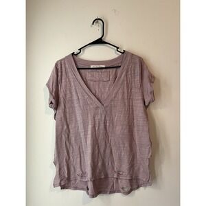 Free People We The Free Purple Distressed VNeck‎ TShirt Size XS Azalea Oversized